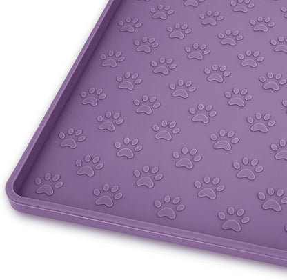 Ptlom Pet Placemat for Dog and Cat, Mat for Prevent Food and Water Overflow, Suitable for Small, Medium and Big Pet, 18" 12", Grey, Silicone36