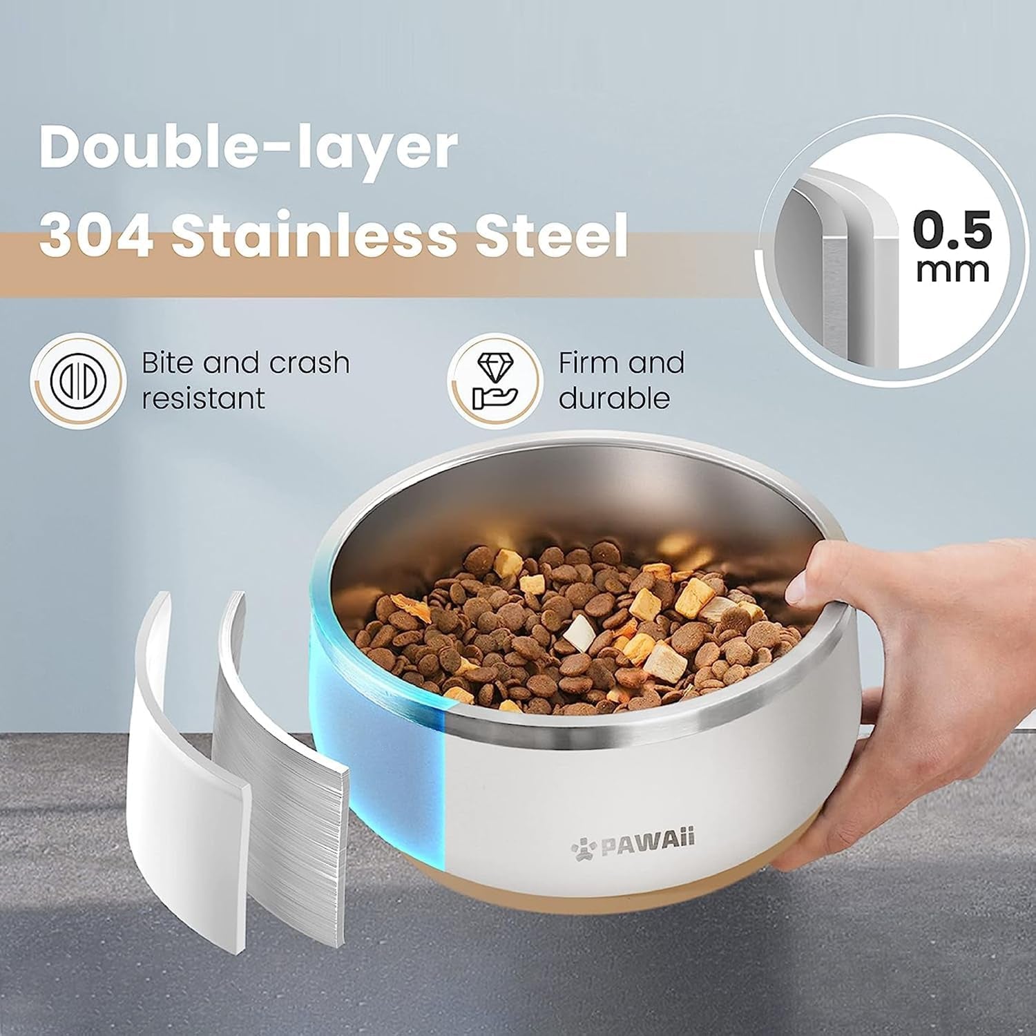 pawaii-dog-bowl-34-oz-stainless-steel-food-and-water-bowl-id-tag-1-pack-double-wall-design-non-slip-rubber-base-dishwasher-safe-smooth-open-design-not-a-slow-feeder-easy-rinse-interior