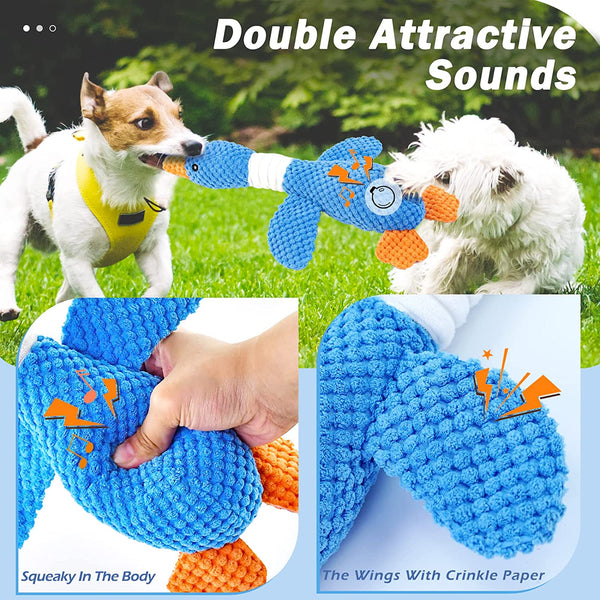 Vitscan Upgraded Goose Indestructible Dog Toys for Aggressive Chewers Small Medium Large Breed, Crinkle Squeaky Plush Dog Puppy Chew Toys for Teething, Duck Puppy Toys5