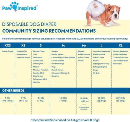Paw Inspired Disposable Female Dog Diapers, XS Size, 12 Count | Ultra Protection, Adjustable Fasteners, Comfortable Fit, Leakproof Core, for Dogs in Heat, Excitable Urination, Incontinence2