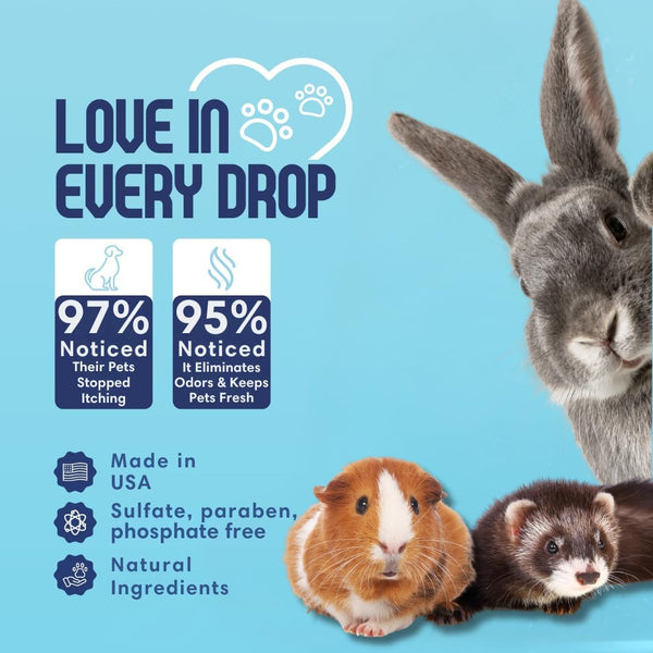 Natural Oatmeal & Aloe Vera Small Pets Shampoo for Guinea Pig, Bunny, Ferret & Rabbit Shampoo - Hypoallergenic for Sensitive Skin. 8 Fl. Oz. (Unscented)5