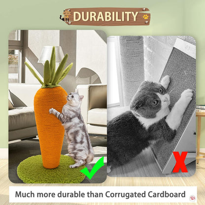 AUSCAT Cat Scratching Post, Cute Carrot Scratching Post, Nature Sisal Cat Scratcher for Indoor Cats and Kittens4