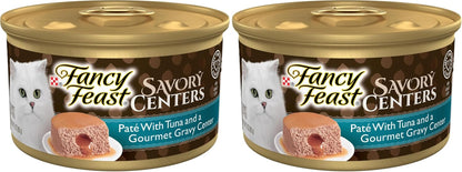Purina Fancy Feast Savory Centers with Tuna Wet Cat Food Pate with Gourmet Gravy Center, 3 Oz Can, Adult Cat Food10