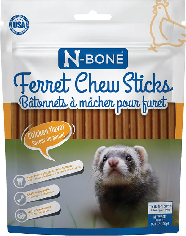 N-Bone Ferret Chew Sticks, Salmon Flavor, Natural Ferret Treats & Chew Treats, Tasty Snacks for Ferrets, 1.87 Oz10