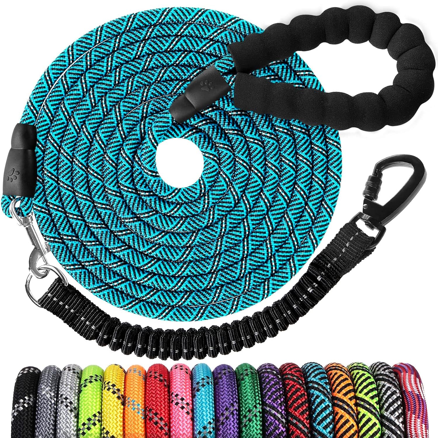 long-dog-leash-15-ft-heavy-duty-rope-leashes-for-dogs-training-with-swivel-lockable-hook-reflective-threads-bungee-and-padded-handle-dog-lead-for-large-small-medium-dogs-outside-walking-hiking