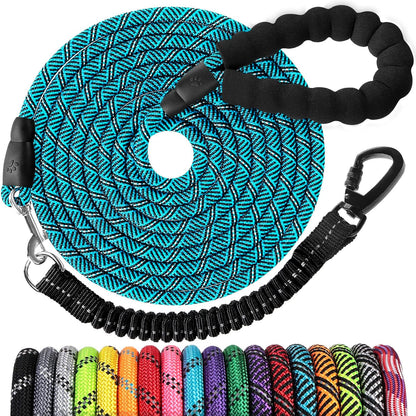 Long Dog Leash 15 FT: Heavy Duty Rope Leashes for Dogs Training with Swivel Lockable Hook Reflective Threads Bungee and Padded Handle - Dog Lead for Large Small Medium Dogs outside Walking Hiking24