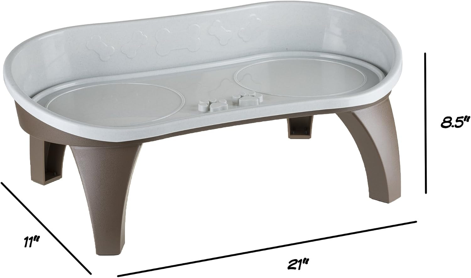 elevated-pet-feeding-tray-21-x-11-x-8-5-raised-dog-bowl-stand-with-splash-guard-and-non-skid-feet-comfortable-mealtime-for-dogs-and-cats-by-petmaker-brown-gray