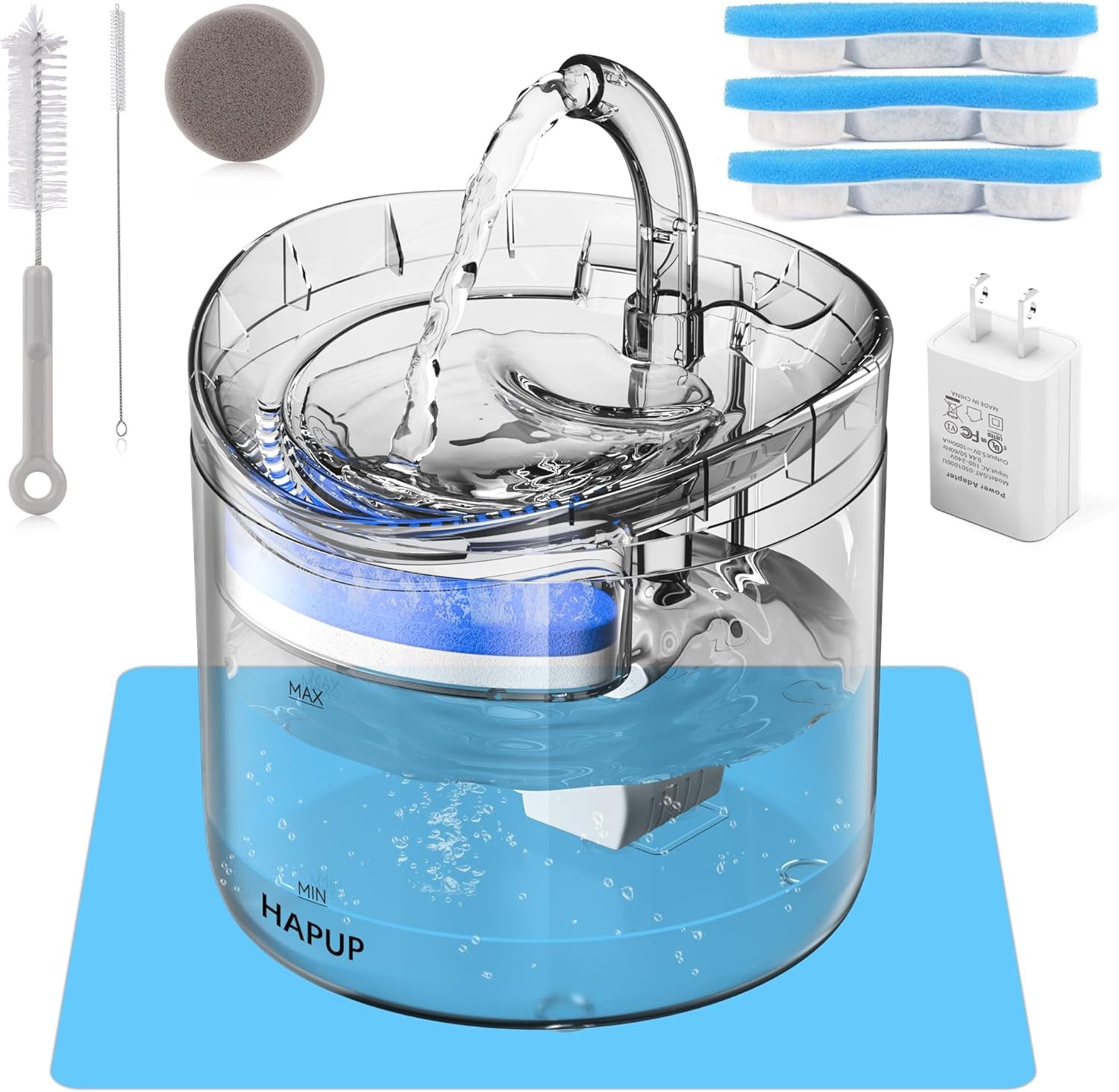 hapup-cat-water-fountain-animal-water-dispenser-61oz-1-8l-automatic-pet-drinking-fountain-clear-upgrade-with-2-filter-replacement-1-adjustable-silent-1-water-pump-for-cats-kitty-indoor