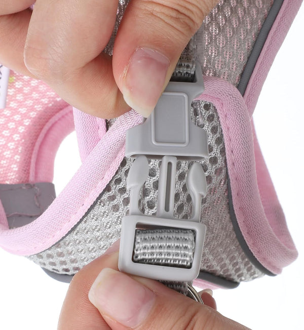 Bunny Harness and Leash Set Breathable Pet Rabbit Harness and Leash Set Soft Rabbit Leashes Reflective Strips Jacket Escape-Proof Walking Gear for Rabbits, Small Kitten, Puppy, Guinea Pigs (Pink, XXS)3