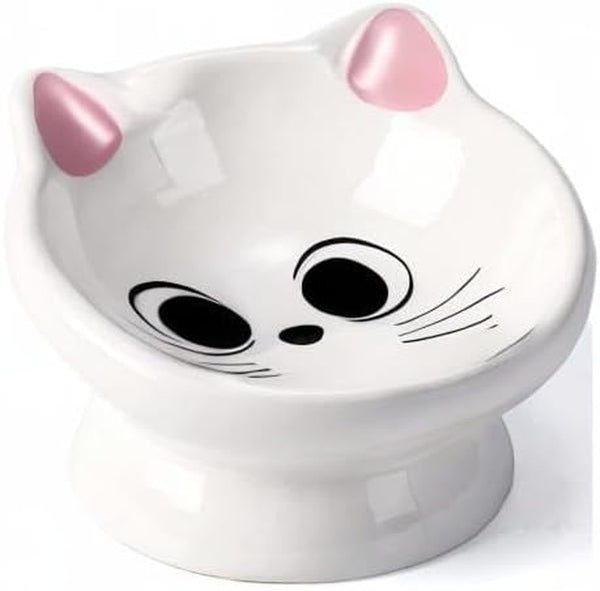 Raised Cat Food Bowl Ceramic 15° Tilted Cat Food Bowls Protect Cat'S Spine anti Vomiting Backflow Prevention Bowls for Adult Kitty, Kitten, and Small Dogs, Pink8