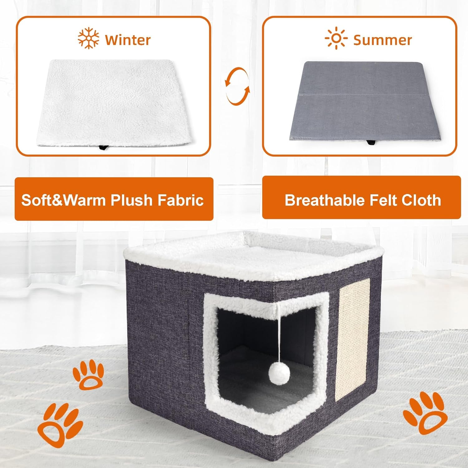 loyareal-cat-houses-for-indoor-cats-large-cat-bed-cave-with-scratch-pad-and-fluffy-ball-foldable-cat-condo-hideaway-with-reversible-cushion-for-multi-small-pet-dark-grey