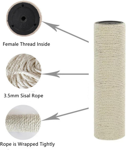 SHENGOCASE 4-Pack 19.7" L, 3.15" Ø Cat Tree Replacement Post with M8 Screw, Cat Tower Accessories Replacement Pole5