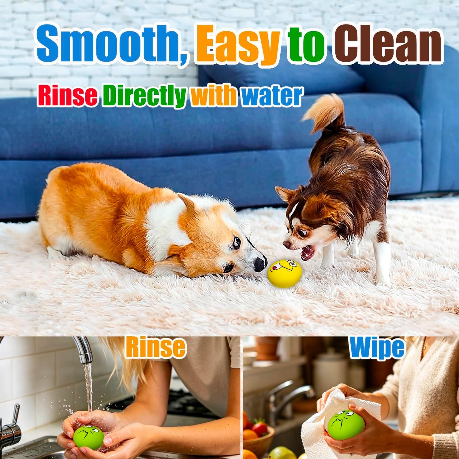 holysteed-latex-squeaky-dog-toys-for-small-dogs-mini-breed-2-2-flat-ball-2-2x2-2x1-3-flat-squeaky-balls-6pcs-soft-small-dog-toys-chewing-squeak-toy-smile-face-fetch-puppy-pet-toy-with-squeaker