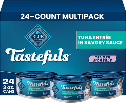 Blue Buffalo Tastefuls Tender Morsels Chicken Entrée Adult Wet Cat Food in Savory Sauce, Natural Ingredients Enhanced with Vitamins, Minerals & Other Nutrients, 3-Oz. Cans (24 Count)11