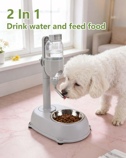 2 in 1 Pet Standing Water Dispenser, 500Ml Pet Water Dispenser with Stand, Height Detachable Pet Standing Water Dispenser Bowl for Cat, Rabbit, Golden Hamster, 11 X 7.7 X 15.4In2