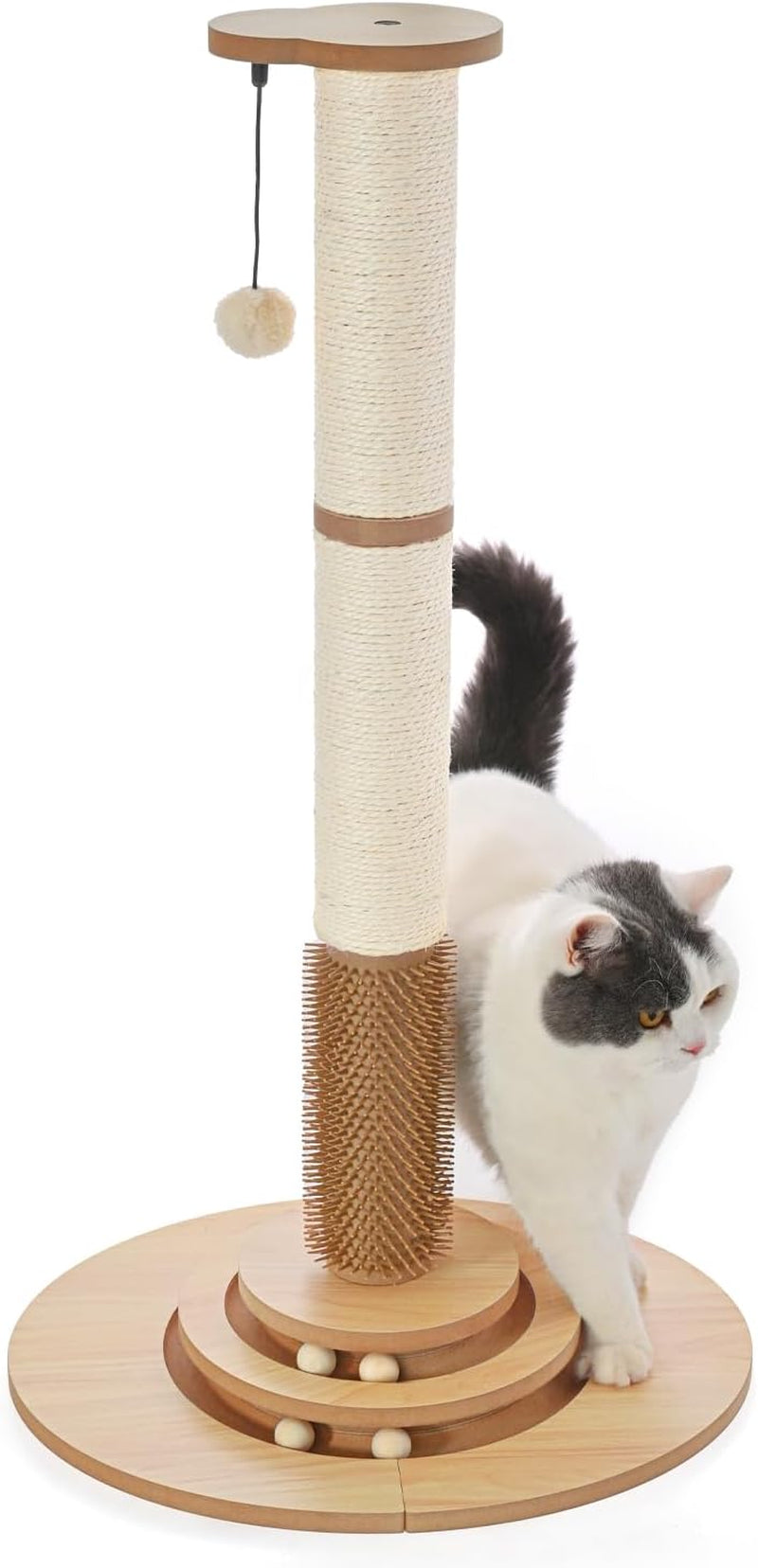 made4pets-cat-scratching-post-for-indoor-cats-with-self-groomer-23-cat-scratcher-with-natural-sisal-rope-stable-base-and-interactive-ball-track-cat-toys-for-kittens-and-small-indoor-cats