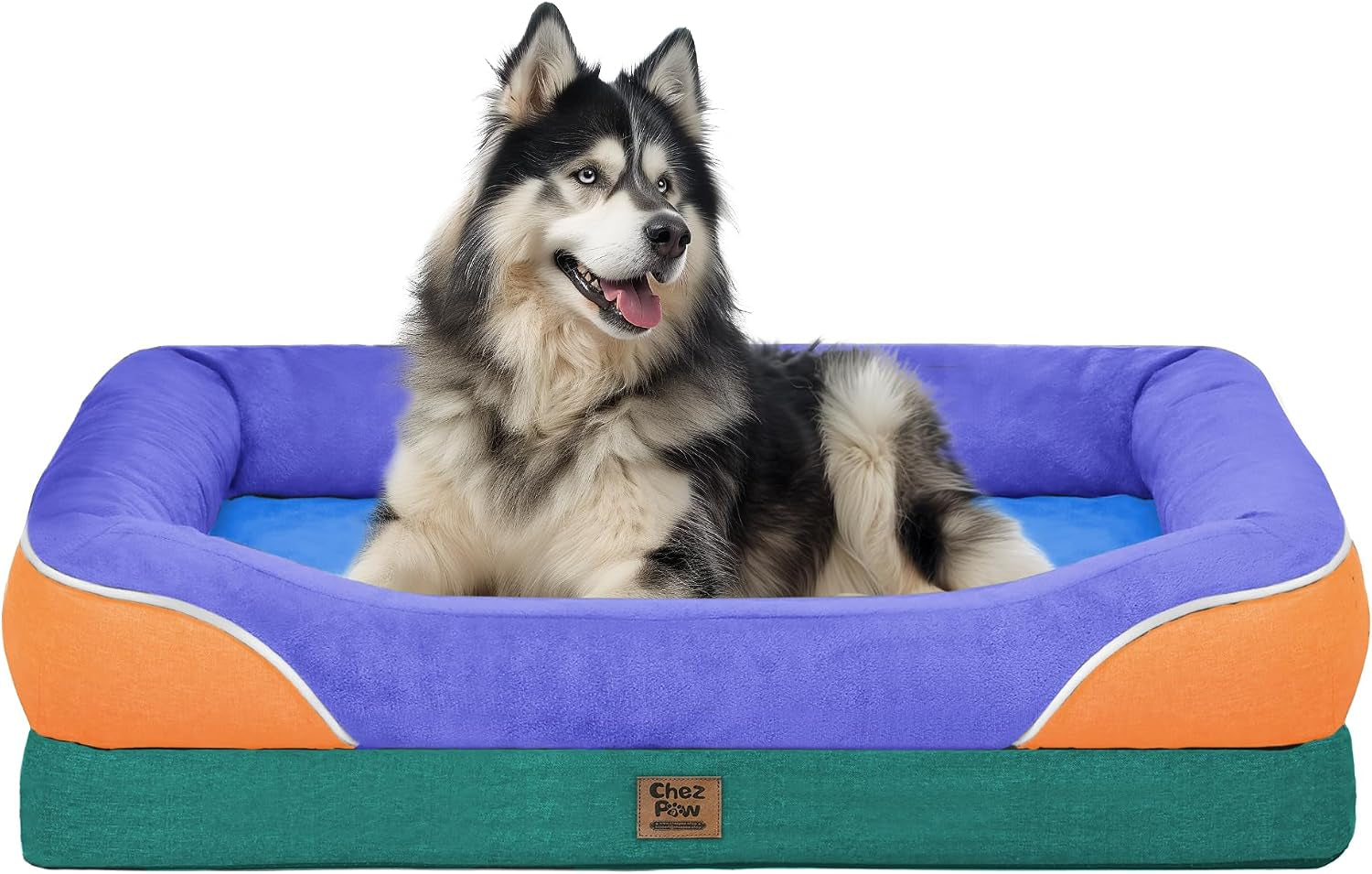 chez-paw-waterproof-orthopedic-xl-dog-bed-for-large-and-extra-large-dogs-egg-crate-foam-4-sided-bolster-support-waterproof-liner-non-slip-bottom-machine-washable-cover-42-x-30-inch
