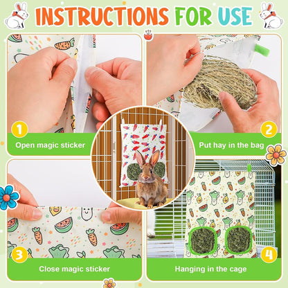 UPINS 2Pack Guinea Pig Hay Feeder Bag,Bunny Rabbit Cage Bag Hanging Holder | Guinea Pig Cage Feeder,For Bunny Rabbits,Chinchillas,Hamsters,Small Pets,And Animals6