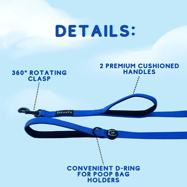 Shawnco Dream Walk Dog Leash- Premium, Nylon Pet Leash with Soft Neoprene Handle for Small, Medium and Large Dogs (ICY Lilac, M/L 6FT W/ 2 Handles)3