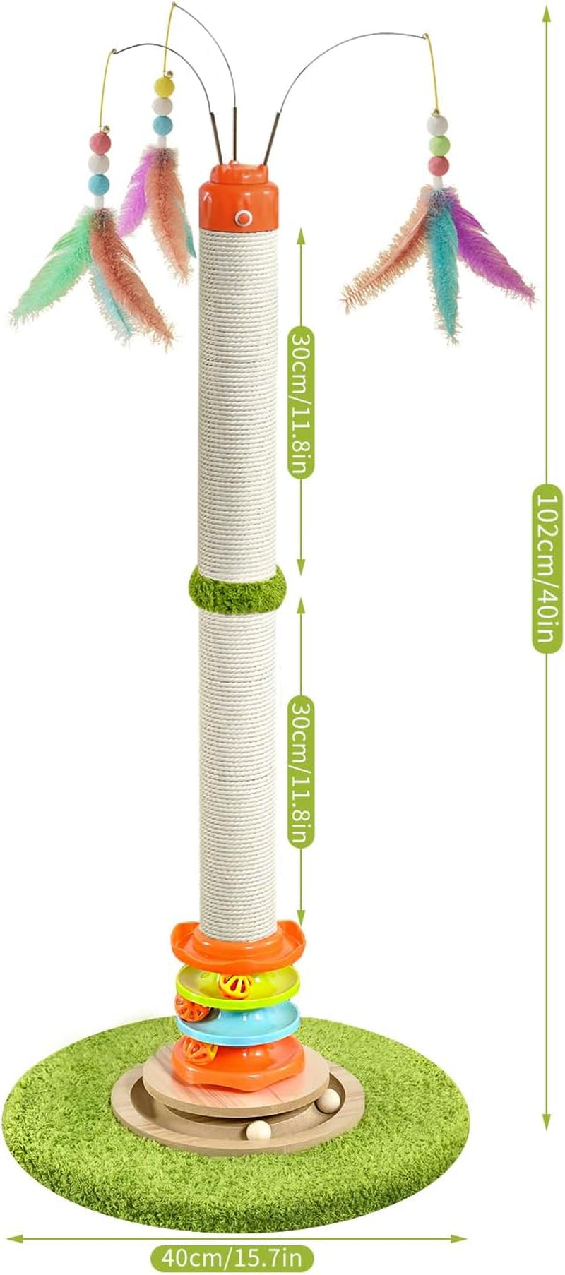 yaruomy-tall-cat-scratching-post-40-cat-scratcher-tree-cat-toys-for-indoor-cats-with-cat-toys-4-tier-roller-track-automatically-rotating-cat-teaser-wand-hanging-balls-for-kittens-adults-cats