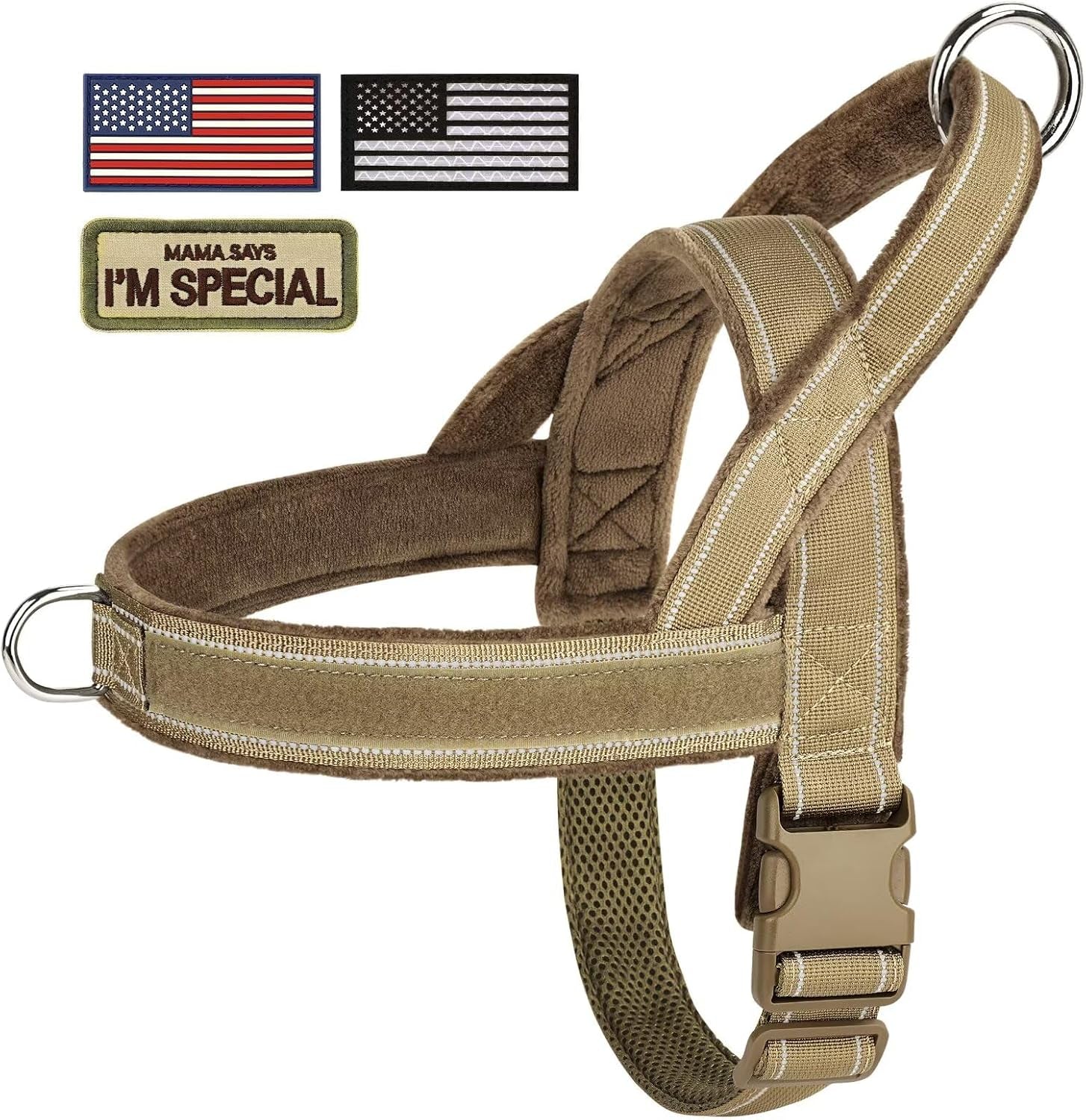 forestpaw-no-pull-dog-harness-with-large-handle-comfortable-l-brown-adjustable-fits-chest-26-31-50-80-lbs-slip-on-quick-release-easy-control-soft-padded-for-medium-large-dogs-walking-training