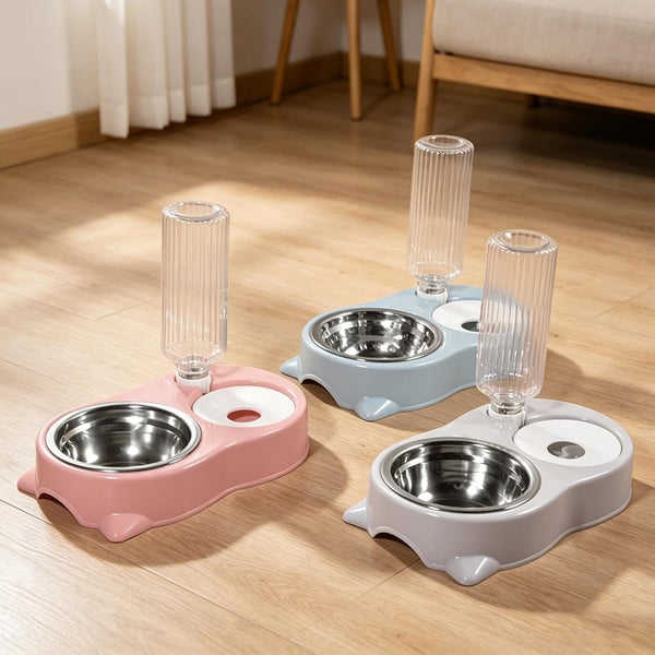 J&L VVMEET Cat Bowls Food and Water Bowl Set with Automatic Water Dispenser | Dog Bowls with Detachable Stainless Steel Bowl Gravity Pet Feeder and Waterer Set for Cats Kittens Small Dogs Puppy Rabbit7