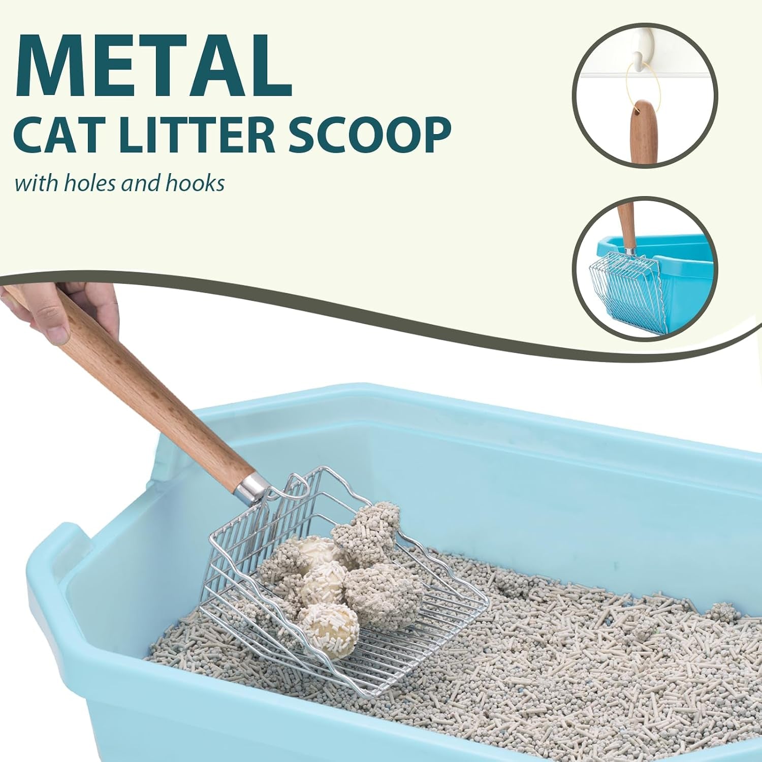 cat-litter-scoop-kitty-metal-scooper-with-hook-and-hole-non-stick-stainless-steel-kitten-poop-lifter-durable-heavy-duty-sifter-easy-to-clean-saves-time-for-litter-box