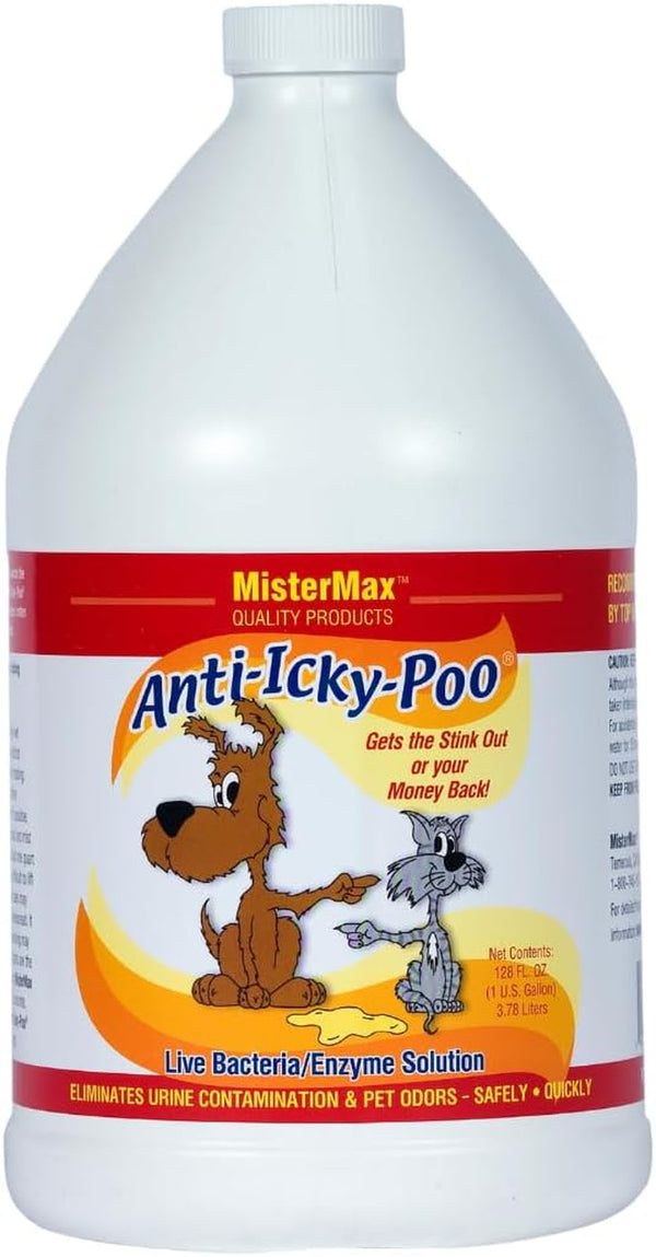 Mister Max anti Icky Poo Pet Urine Enzyme Cleaner, Original Scent, 1 Gallon | Feces Odor Remover, Enzymatic Cleaner for Dog & Cat Urine, Pet Odor Remover Spray1