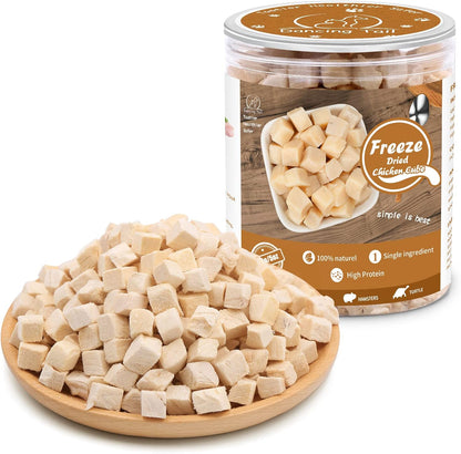 Dancing Tail Freeze Dried Raw Cat and Dog Treats, Healthy Limited Ingredient Chicken Cube Weight Control Traing Treats for Small Dogs Cats 5 Ounce1