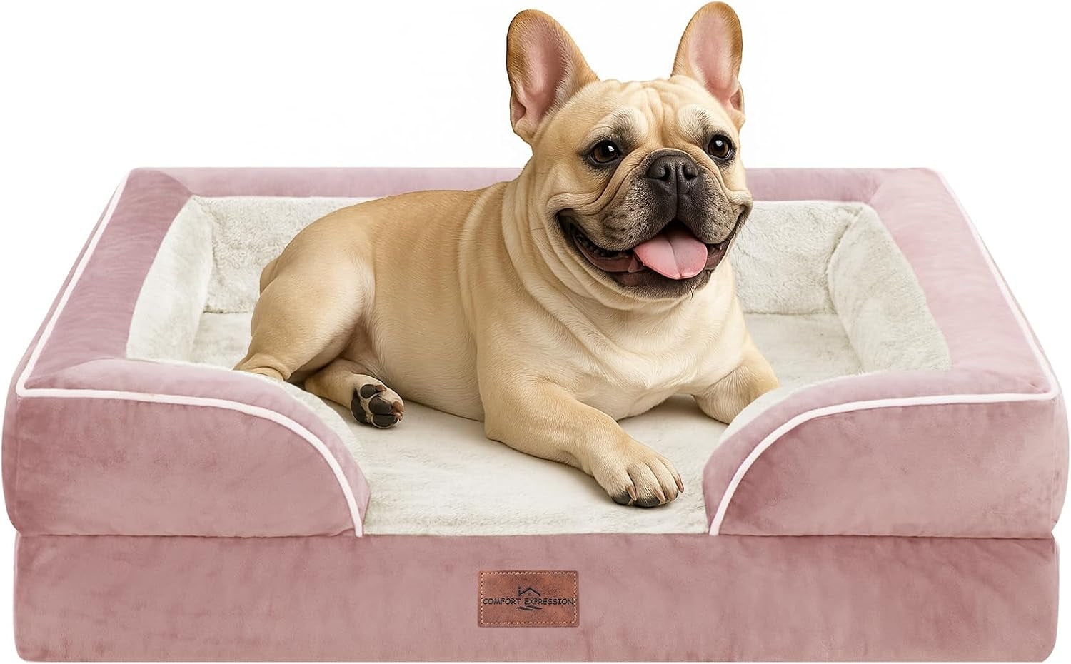 comfort-expression-orthopedic-dog-bed-for-extra-large-dogs-with-bolster-waterproof-dog-couch-bed-with-washable-cover-non-slip-bottom-supportive-egg-crate-foam-xl-pet-bed-42x30-inch