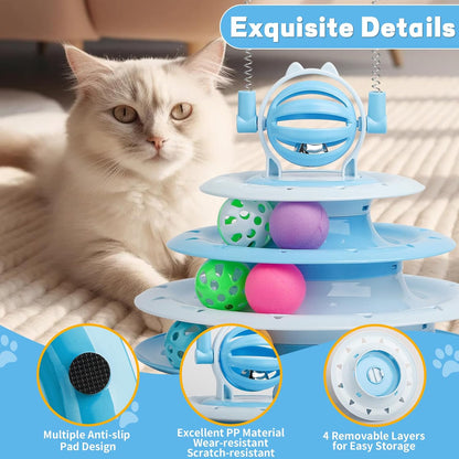 Goosheep Cat Toy Interactive Pet Plaything for Indoor Kitten Interactive Kitty Puzzle Ball with 2 Cat-Tease (Blue)2