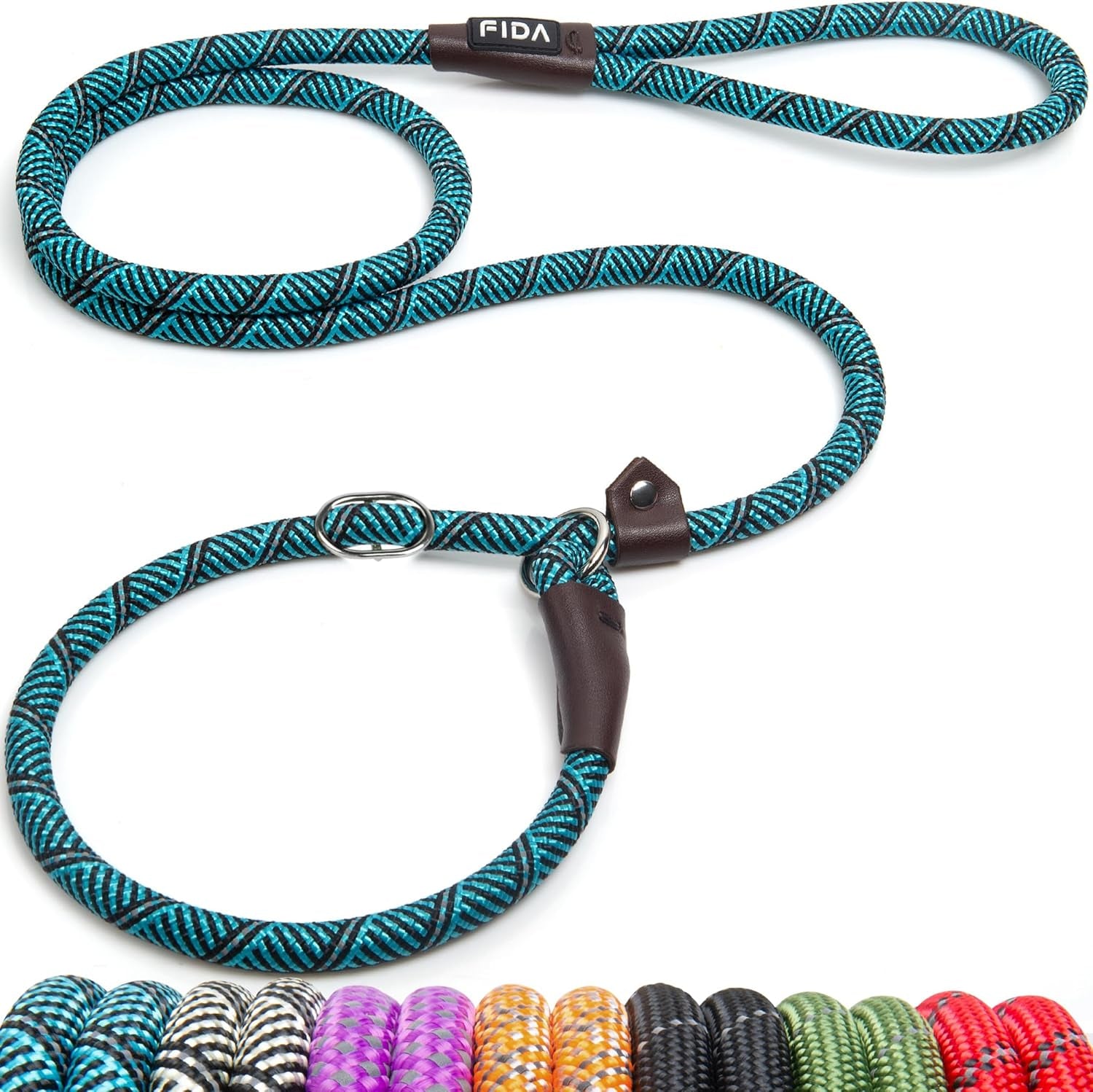 fida-durable-slip-lead-dog-leash-6-ft-x-1-2-heavy-duty-dog-loop-leashes-comfortable-strong-rope-slip-leash-for-large-medium-dogs-no-pull-pet-training-lead-with-highly-reflective1-2-black