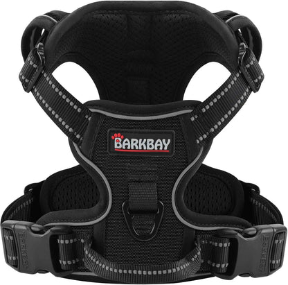 BARKBAY No Pull Pet Harness Dog Harness Adjustable Outdoor Pet Vest 3M Reflective Oxford Material Vest for PINK Dogs Easy Control for Small Medium Large Dogs (L)12