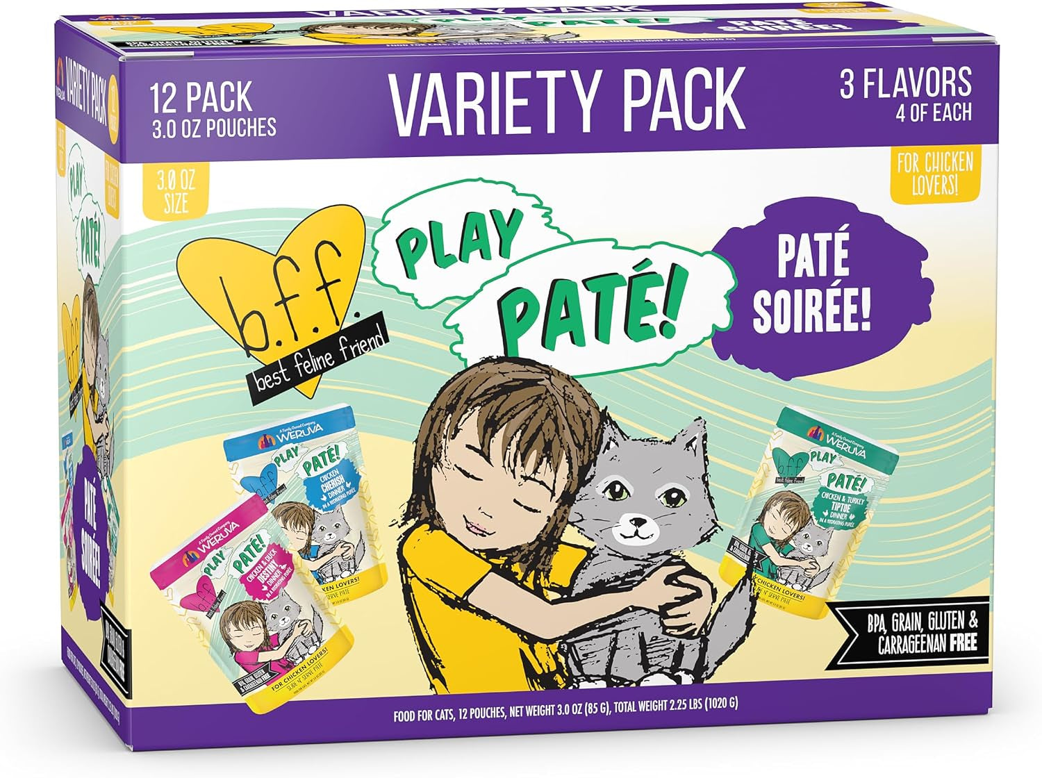 weruva-b-f-f-play-best-feline-friend-pate-lovers-aw-yeah-pate-partay-variety-pack-3oz-pouch-pack-of-12