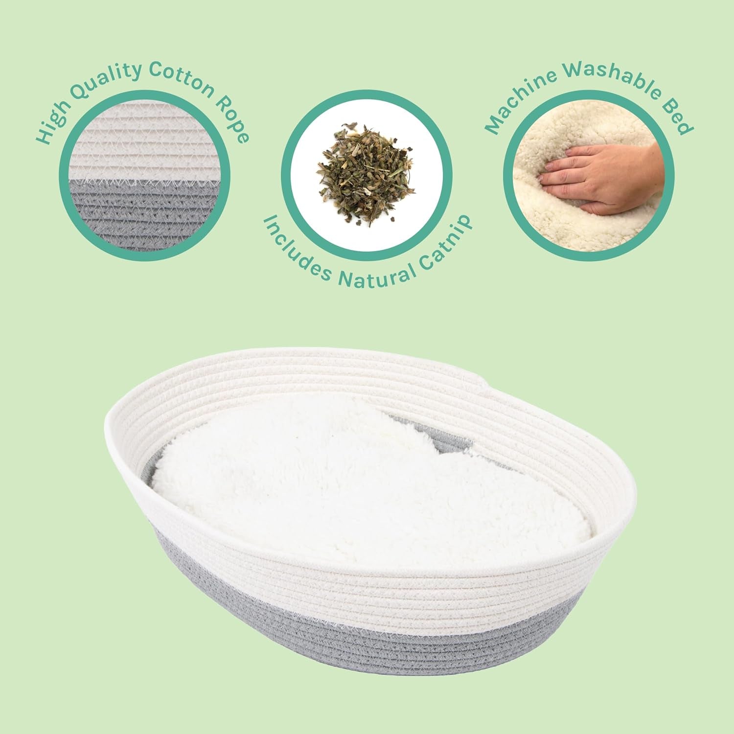 kitty-city-woven-cat-bed-with-removable-washable-cushion-cozy-braided-rope-indoor-cat-bed-with-natural-catnip-warm-round-cat-bed-for-small-to-medium-cats-14-x-19-white-grey