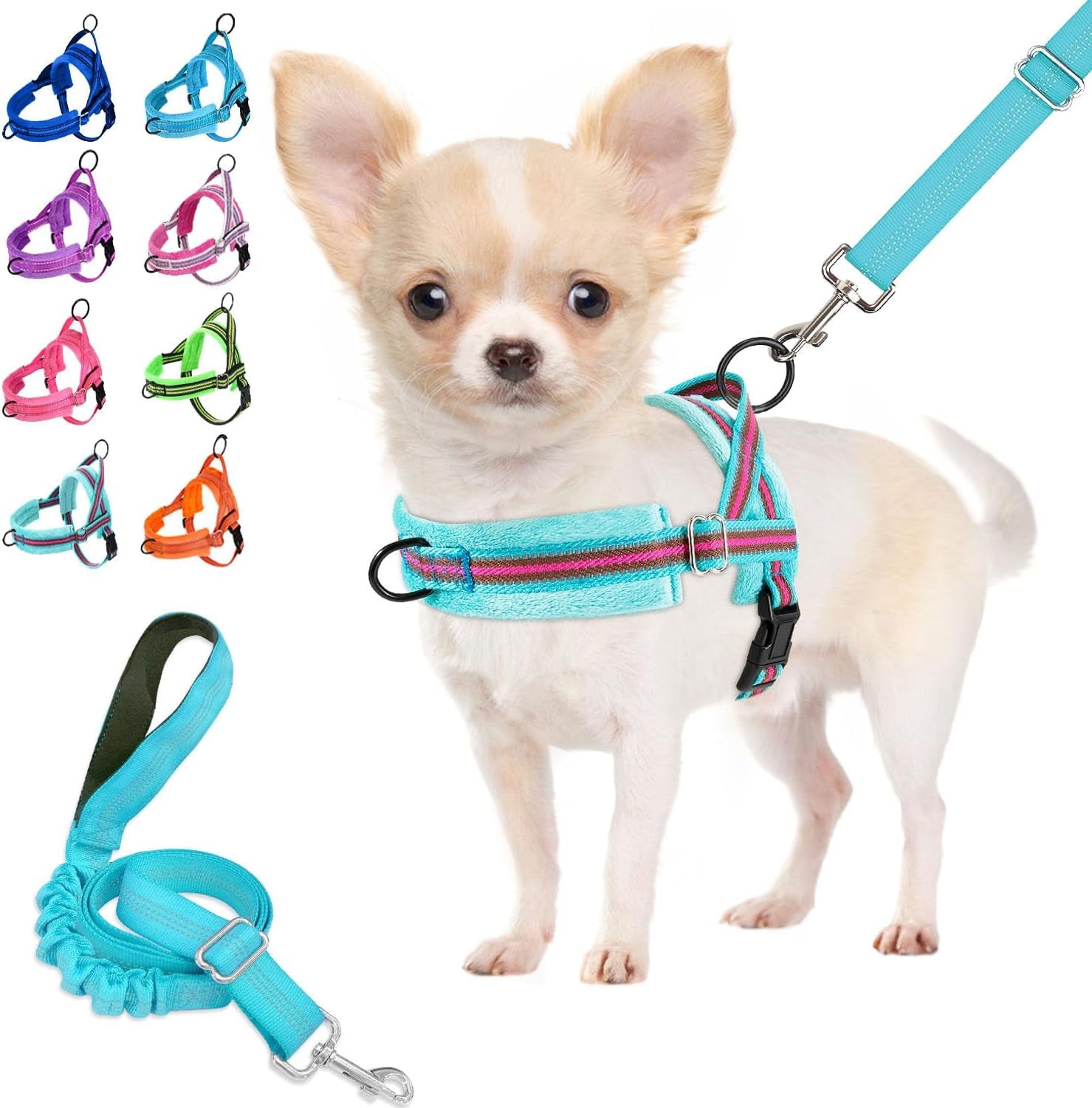 lukovee-no-pull-dog-harness-and-leash-set-soft-padded-small-dog-harness-neck-chest-adjustable-reflective-vest-puppy-harness-with-4ft-lightweight-anti-twist-dog-leash-for-small-dogs-xs-blue