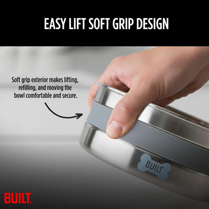 BUILT 38 Oz Dog Bowl - Non-Skid Pad & Soft Grip Ring - Double Wall Stainless Steel, Bpa-Free, Non-Porous & Rust-Resistant - Pet Food & Water Bowl for Dogs & Cats - Heavy Duty (Grey)5