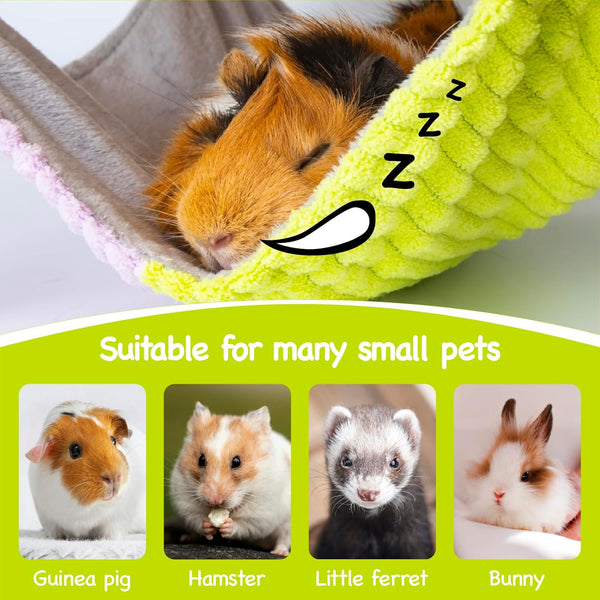 BESNEW 3 in 1 Enlarged Guinea Pig Hammock,Wooden Guinea Pig Hideout with House & Platform & Stairs Small Animal Toys for Hiding Sleeping Activities6