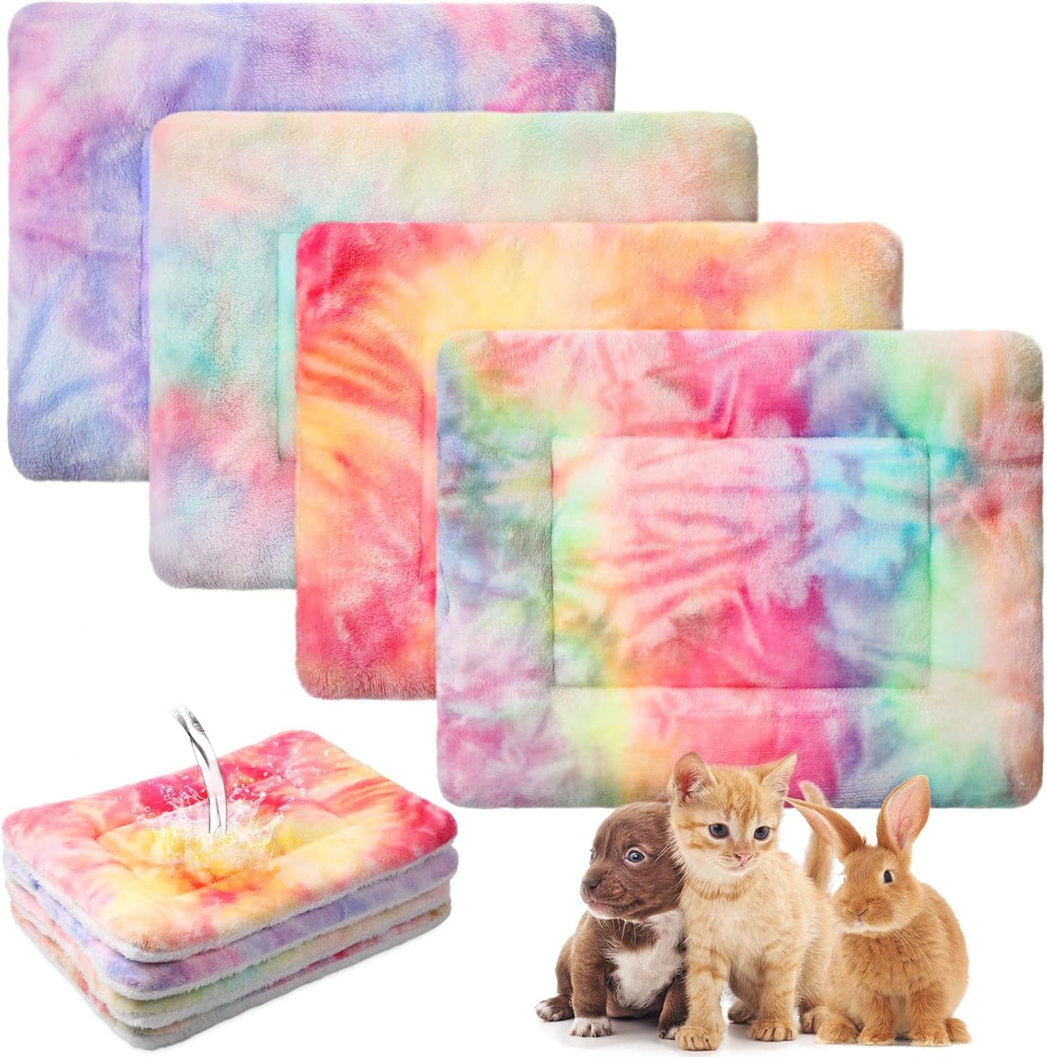 haull-4-pcs-waterproof-guinea-pig-bedding-soft-dog-cat-bed-crate-mat-small-animal-plush-cage-liners-rabbit-bunny-kennel-pad-reversible-cozy-pee-thickened-hamster-padtie-dyed-13-x-10-inch