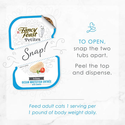 Purina Fancy Feast Petites Ocean Whitefish Entree with Tomato in Gravy Gourmet Wet Cat Food - (Pack of 12) 2.8 Oz. Tubs9