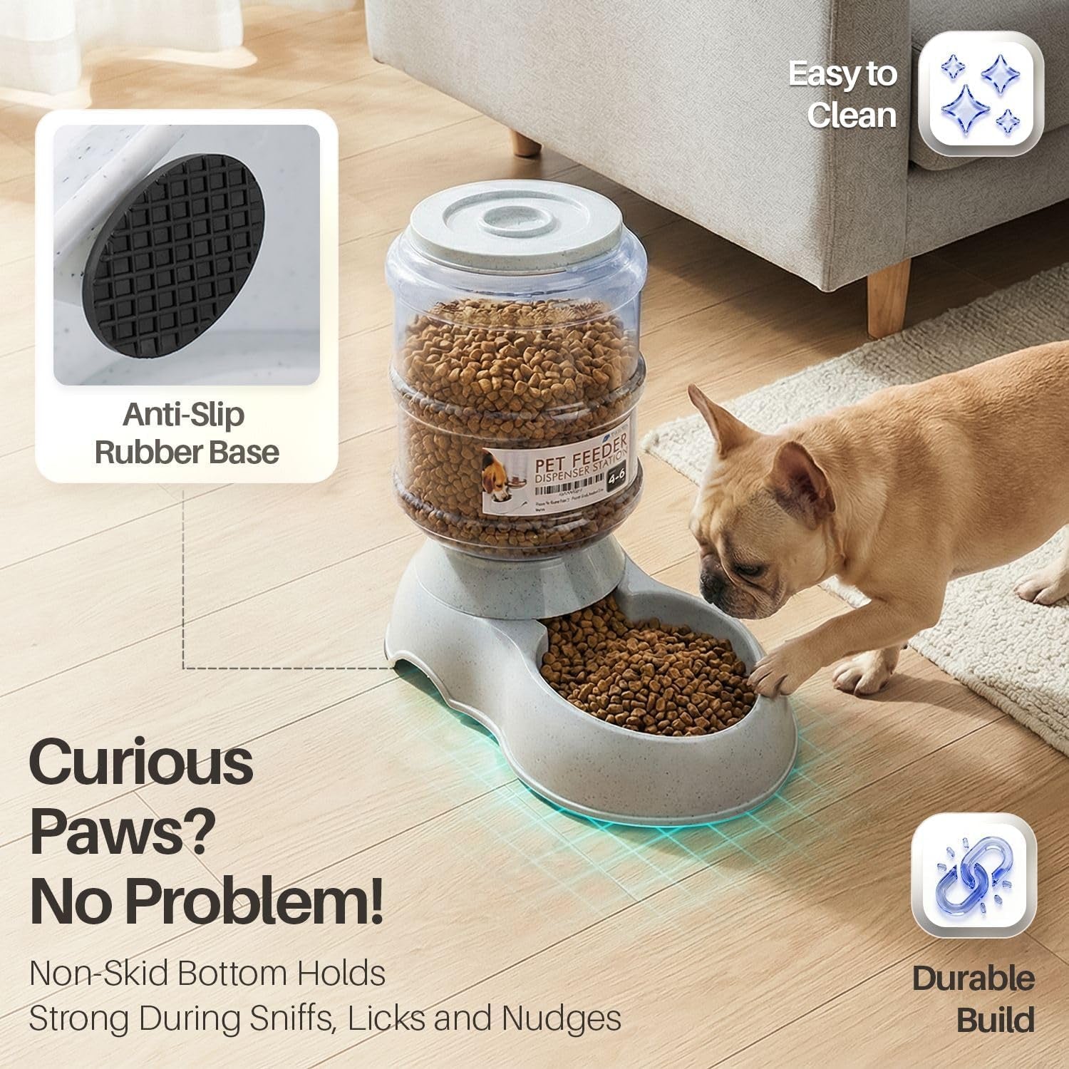 flexzion-gravity-pet-feeder-dog-and-cat-food-dispenser-1-gallon-capacity-self-replenishing-dry-food-station-with-non-skid-feet-and-a-carry-handle-holds-approximately-4-6-lb-of-kibble