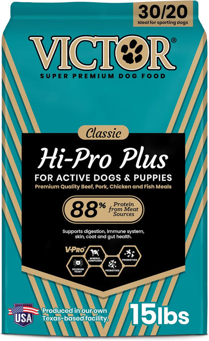 VICTOR Super Premium Dog Food – Hi-Pro plus Dry Kibble – High Protein Dog Food with 30% Protein – Beef, Chicken, Pork, Fish Meals, Gluten Free - for High Energy and Active Dogs & Puppies, 40Lbs14