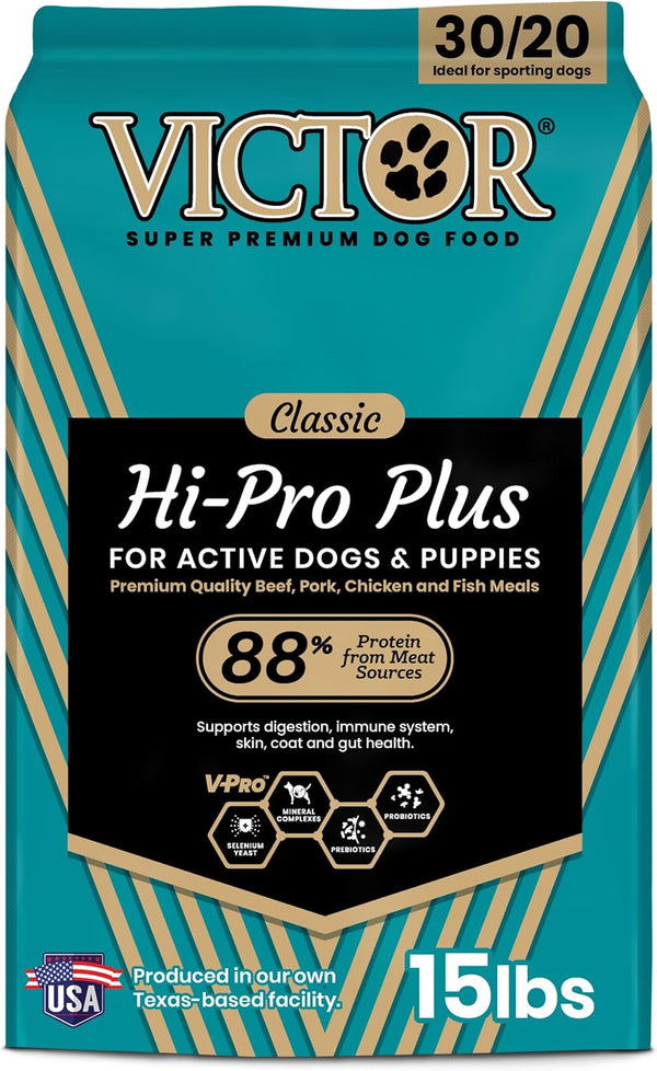 VICTOR Super Premium Dog Food – Hi-Pro plus Dry Kibble – High Protein Dog Food with 30% Protein – Beef, Chicken, Pork, Fish Meals, Gluten Free - for High Energy and Active Dogs & Puppies, 40Lbs14