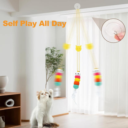 JIARON 6 PCS Interactive Cat Feather Toys, Indoor Hanging Retractable Cat Toy, Self Play Toys Make Fun Excecise2