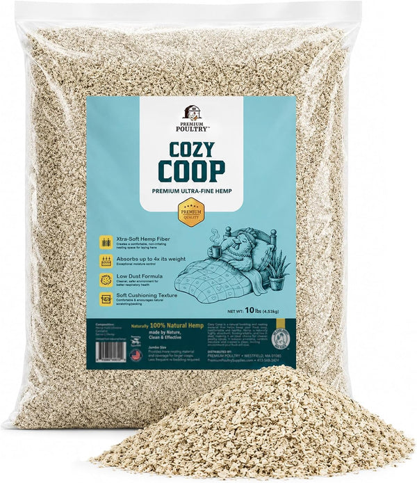 Cozy Coop, Siftable No Dust Hemp Bedding, 10Lb, Made in USA | Super Fine, Low Dust & Highly Absorbent, Reduces Coop Odor, Ideal for Deep Litter, Nesting Boxes & Brooders1