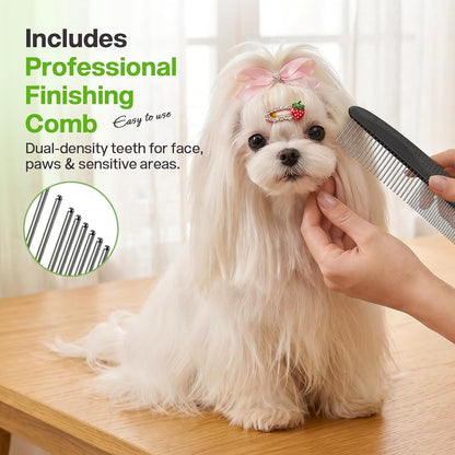 Pecute Self-Cleaning Undercoat Rake for Dogs Cats with Thick Double Coats | 1-Click Clean, 304SS, 18 Rounded Teeth, for Seasonal Heavy Shedding & Matting, Gentle on Pets, Ideal for Long/Dense Coats6