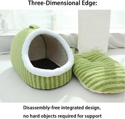 Warm Nest Dog Bed, Soft Cozy Pet Cave with Removable Cushion, Non-Slip Washable Soft Slipper Cave for Small and Medium Pets (Blue, Large)2