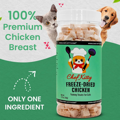 Freeze Dried Chicken Cat Treats | Healthy Dog Food Toppers 100% Human Grade | Single Ingredient, Grain Free Chicken Dog Treats | Inspected & Tested in USA | No Additives or Preservatives, 3.5 Oz2