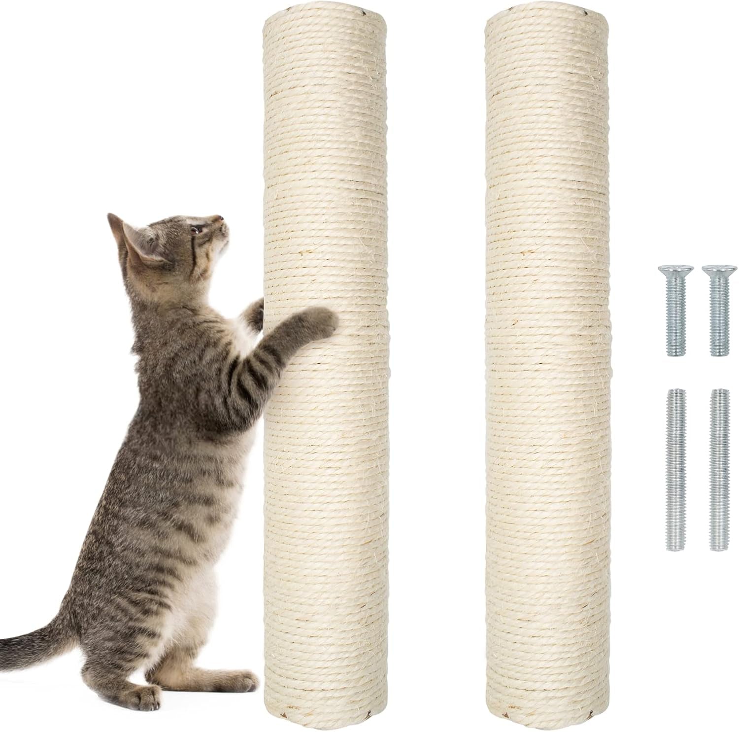 10-cat-scratching-replacement-posts-sisal-spare-scratcher-refill-post-for-cats-cube-tower-kittens-scratch-pole-perch-interactive-toys-furniture-accessories-tree-2-pack-include-m8-screws-white