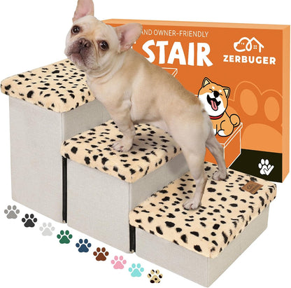 Zerbuger Wider Dog Ramp for High Bed with Storage 18" H, Foldable Dog Stairs for Small Medium Large Older Senior Animal, Sturdy Dog Step for Climbing Bed or Couch, Arthritis-Friendly (Gray, No Condo)12